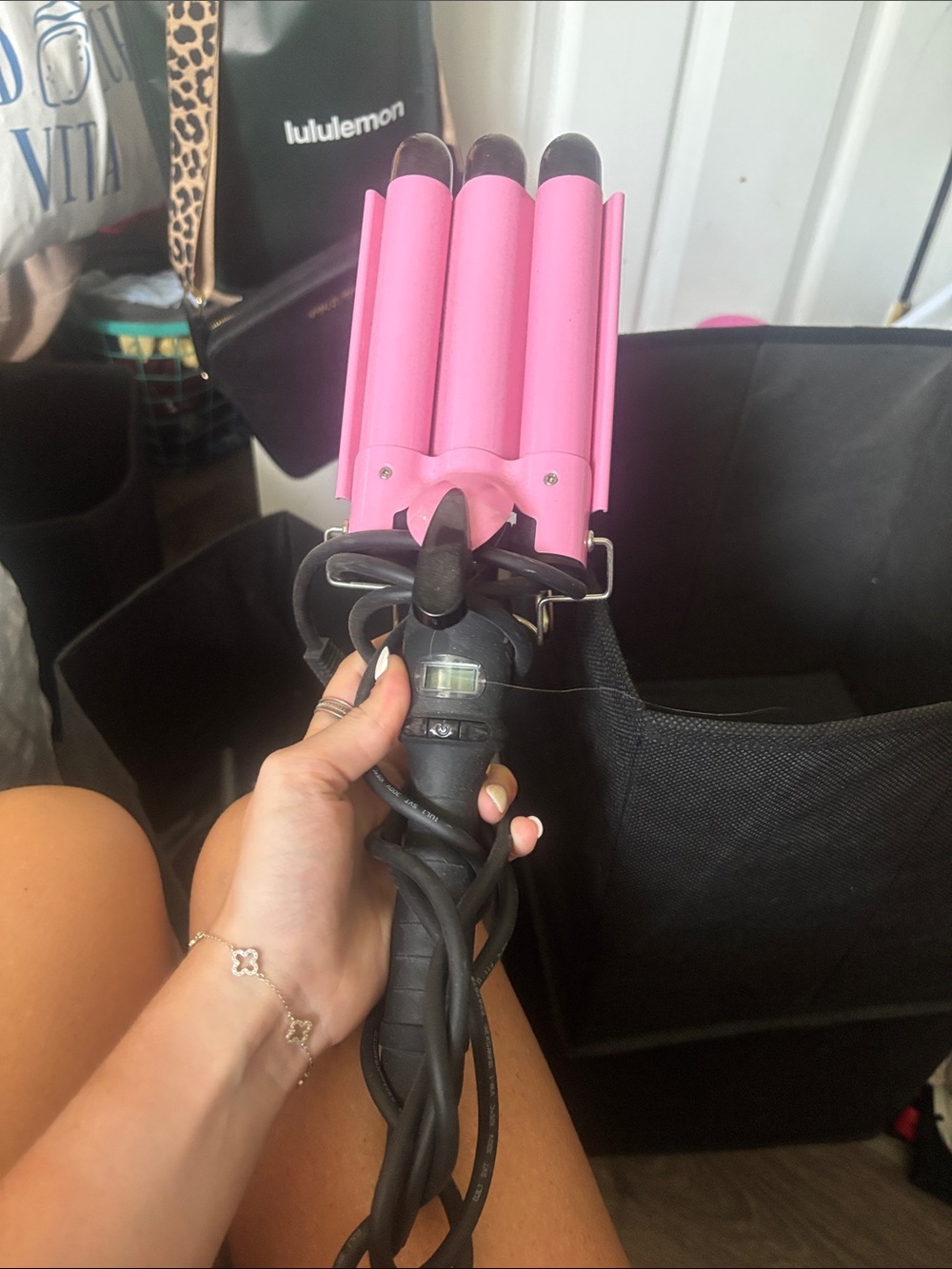 Pink Triple Barrel Curling waver